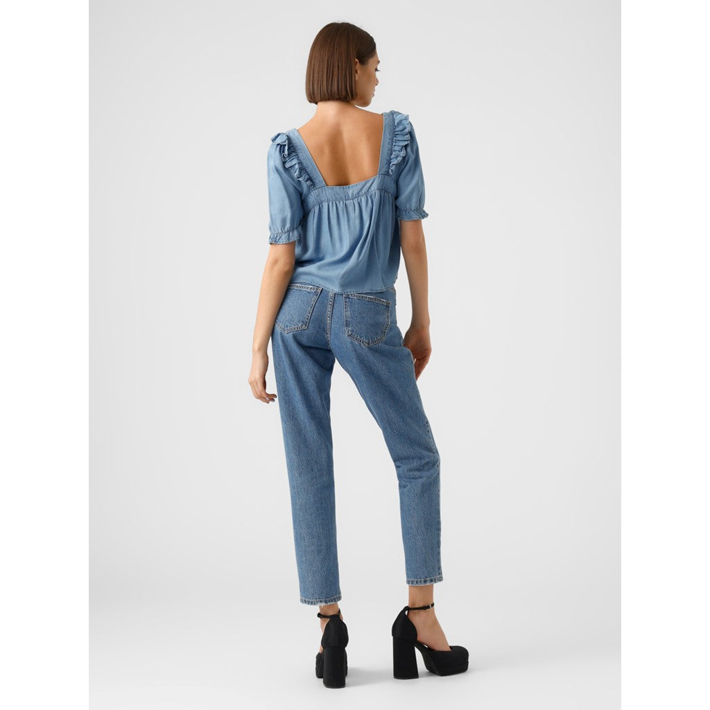 HARPER SHORT SLEEVE FRILL CROPPED TOP