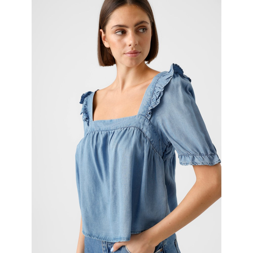HARPER SHORT SLEEVE FRILL CROPPED TOP