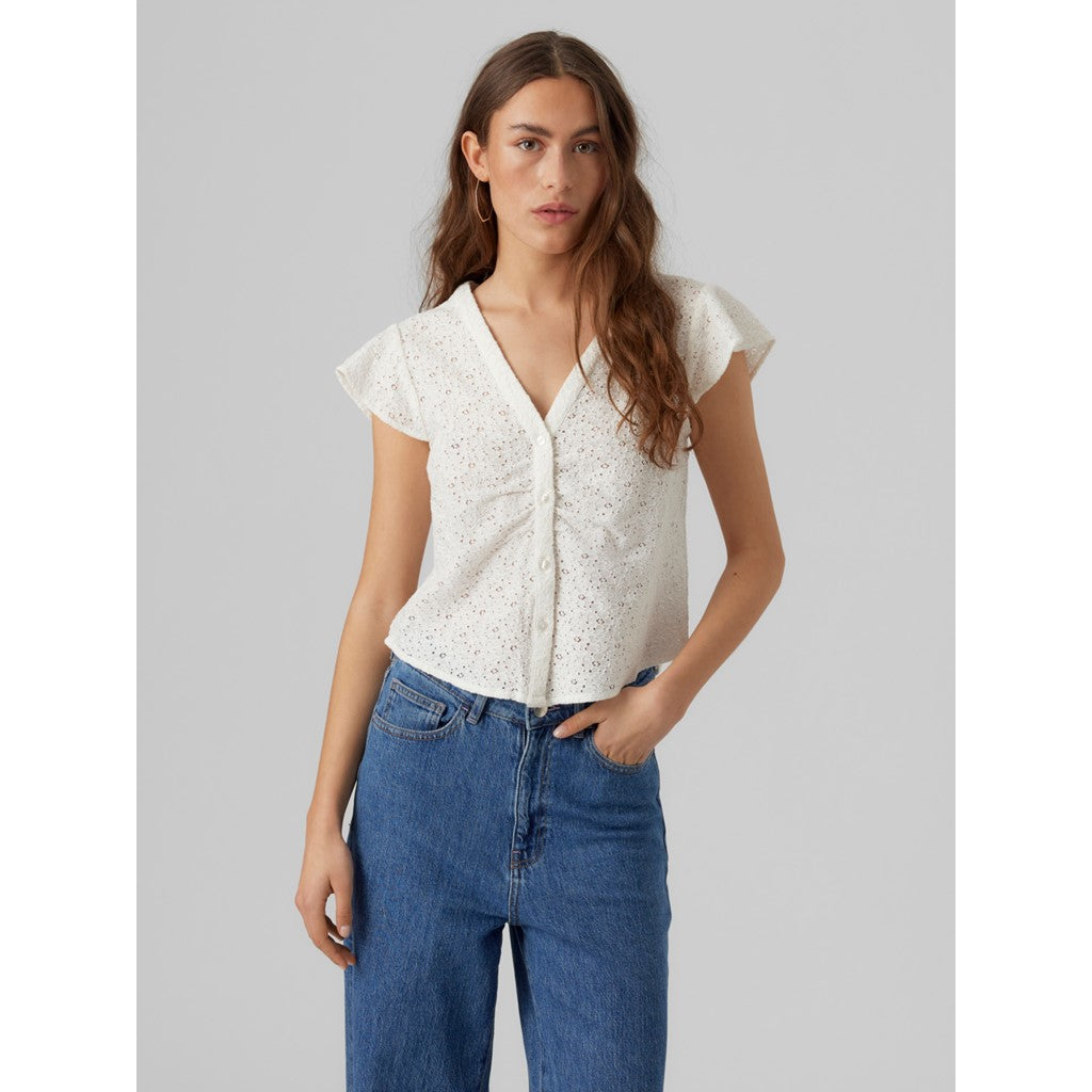 CAP SLEEVE V-NECK SHIRT