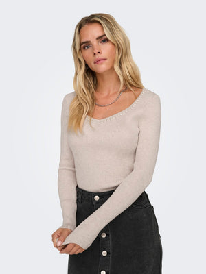 V-NECK PEARL KNIT