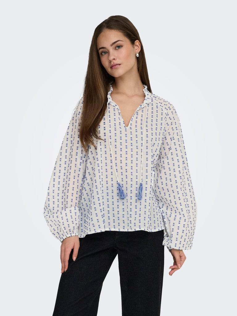 ONLGISELLE O-NECK TIE SHIRT