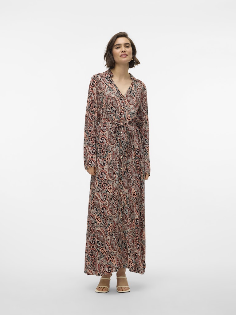 MABLE L/S V-NECK ANKLE DRESS