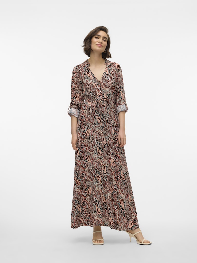 MABLE L/S V-NECK ANKLE DRESS