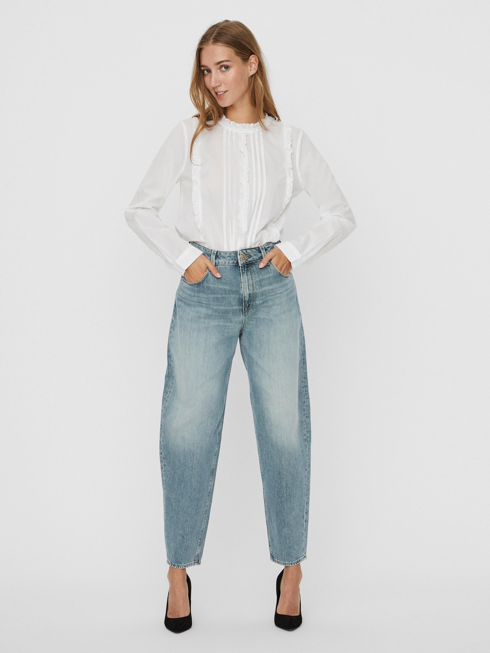 HIGH RISE LOOSE TAP BARREL JEANS