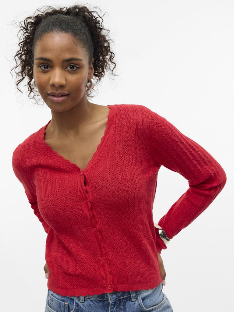 POINTELLE V-NECK CARDIGAN