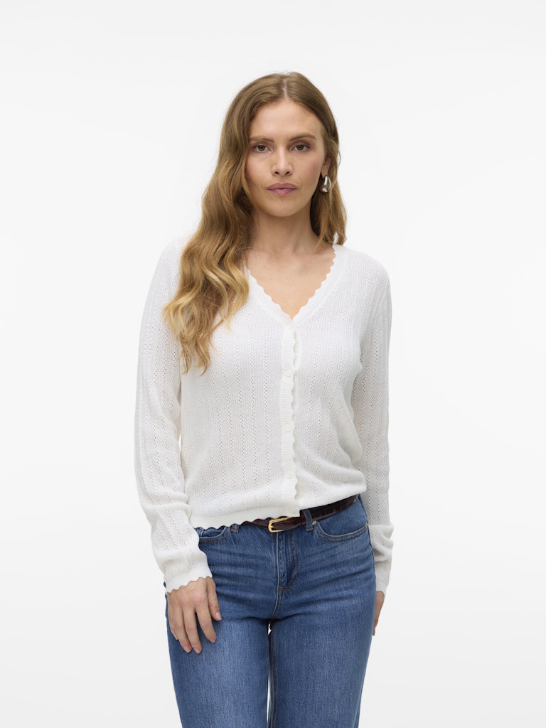 POINTELLE V-NECK CARDIGAN