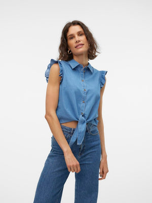 NOE SLEEVELESS FRILL SHIRT