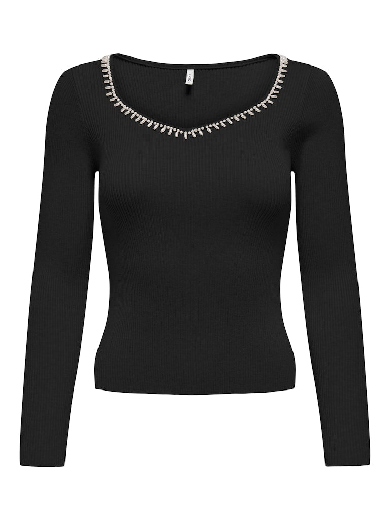 V-NECK PEARL KNIT