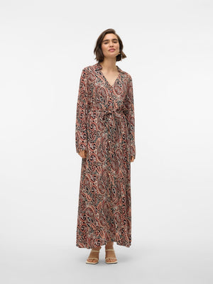 MABLE L/S V-NECK ANKLE DRESS