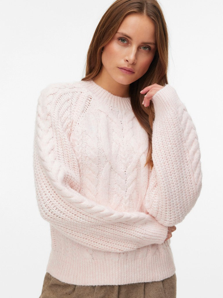 JADA O-NECK CABLE PULLOVER