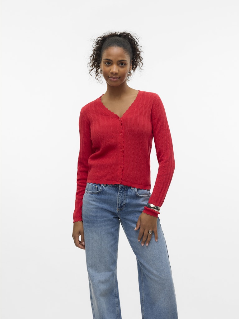 POINTELLE V-NECK CARDIGAN