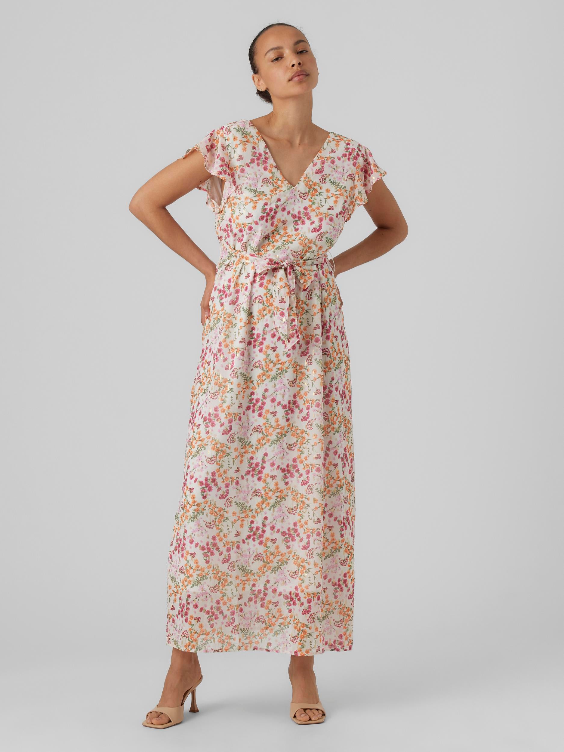 V-NECK ANKLE DRESS